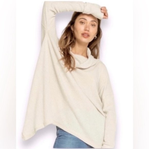 Free People Tops - NWT Free People Juicy Long Sleeve Top Cowl Neck Thermal Oversized Stone Cold